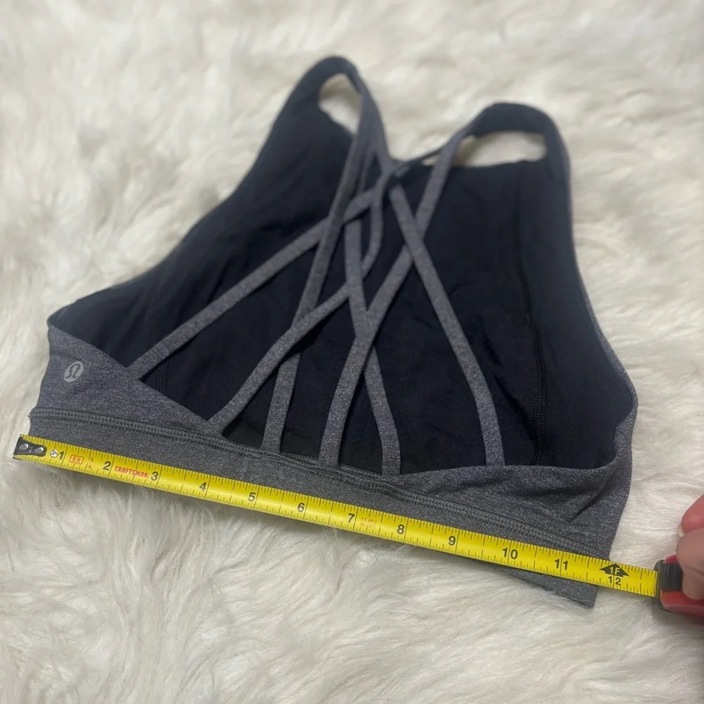 Lululemon Free to be Serene High Heck Sports Bra Heathered Black / Gray size 6